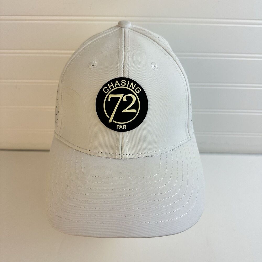 CHASING72 Par White Golf Hat Perforated Quick Dry StrapBack Cap